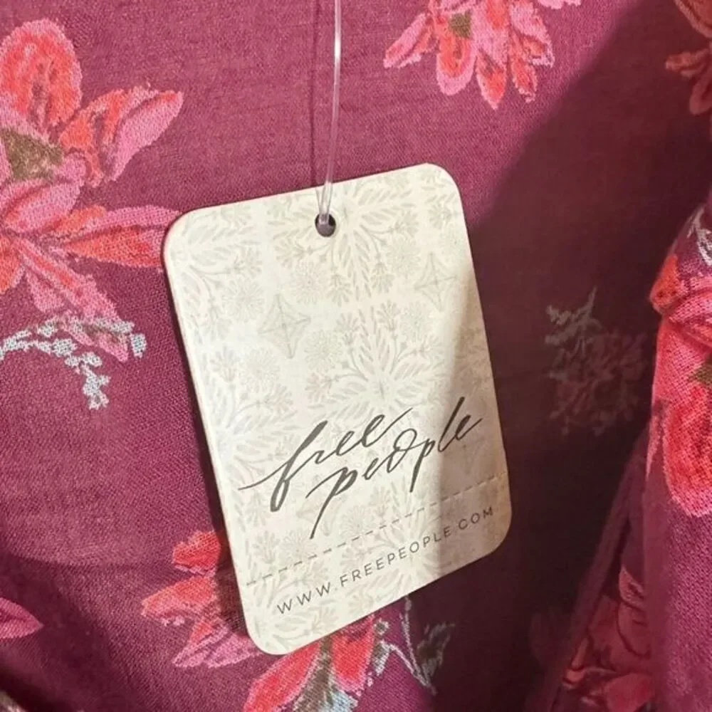 Free‎ People Women's Blouse Size XS Amanda Cotton Floral Ruffle Wrap Top NWT